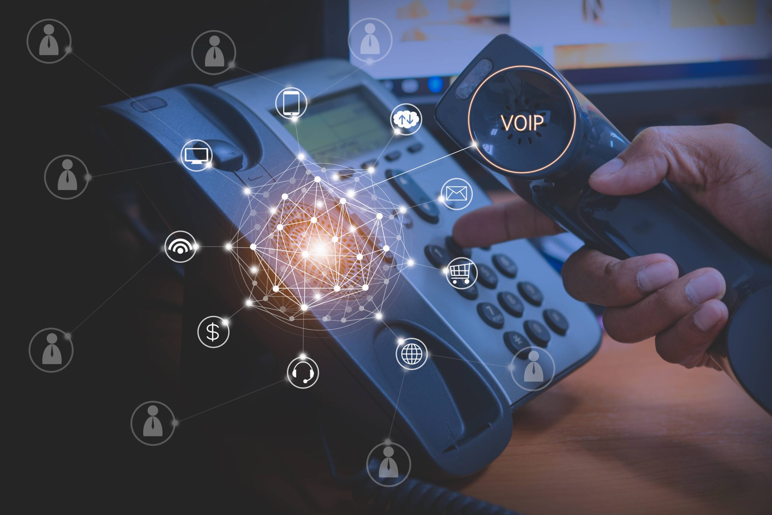 Telephone as a voip service concept in a photo